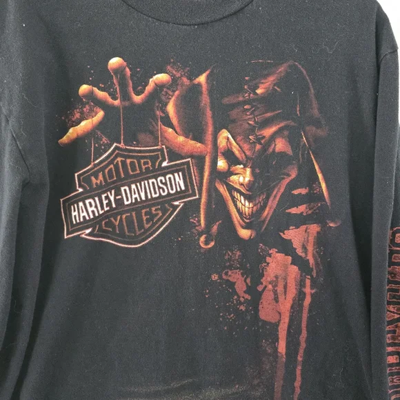 Vintage Harley Davidson Shirt Mens L Joker Clown Flames Long Sleeve 90s y2k * Re
